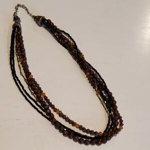 Beaded Necklace Multi Strand Boho Autumn Brown Orange Earthy Autumn Accessory